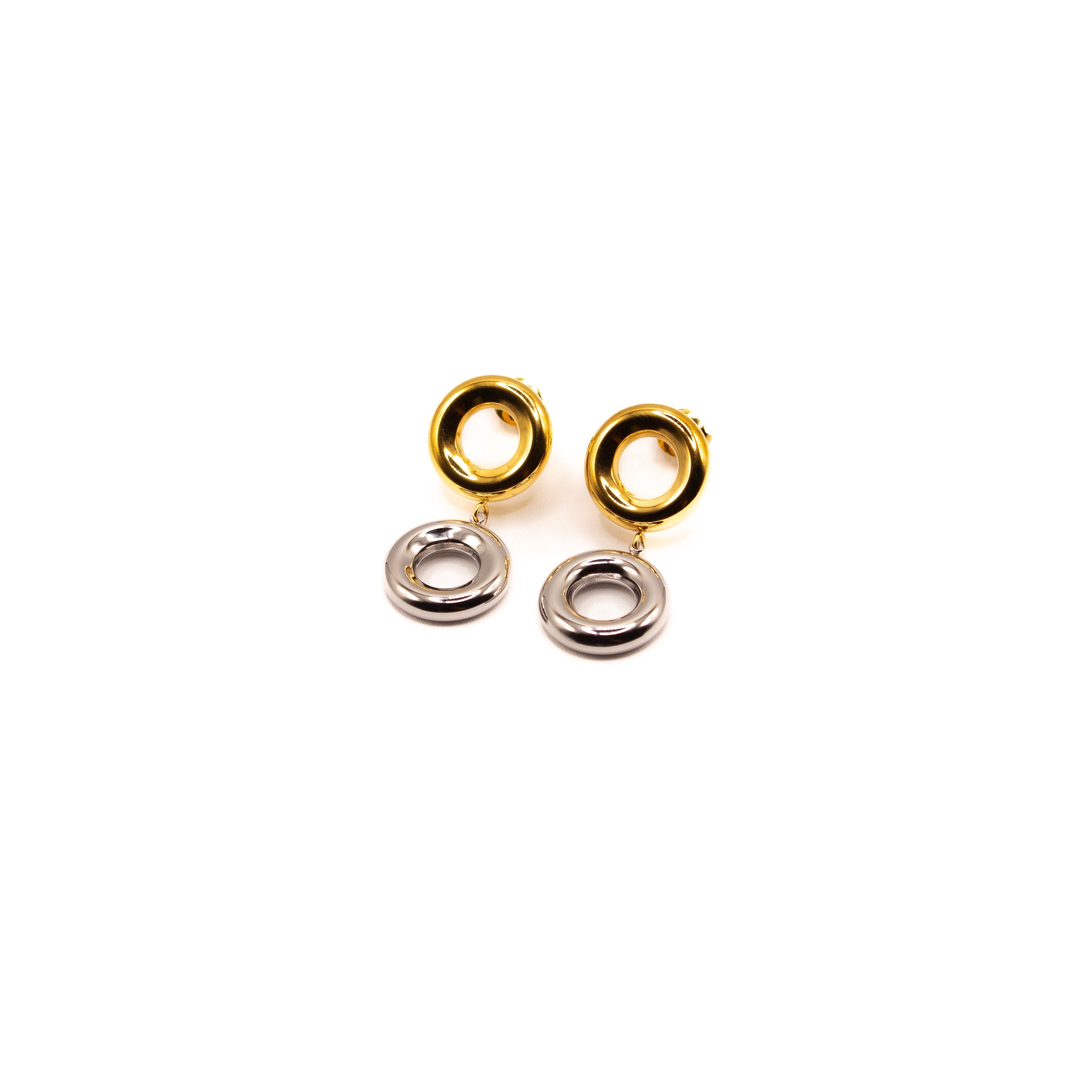 ARETES BAÑO ORO Y PLATA